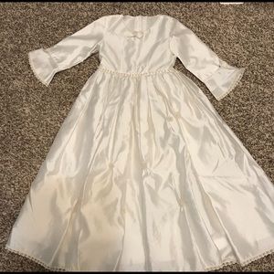 pretty pearled white dress, send offers